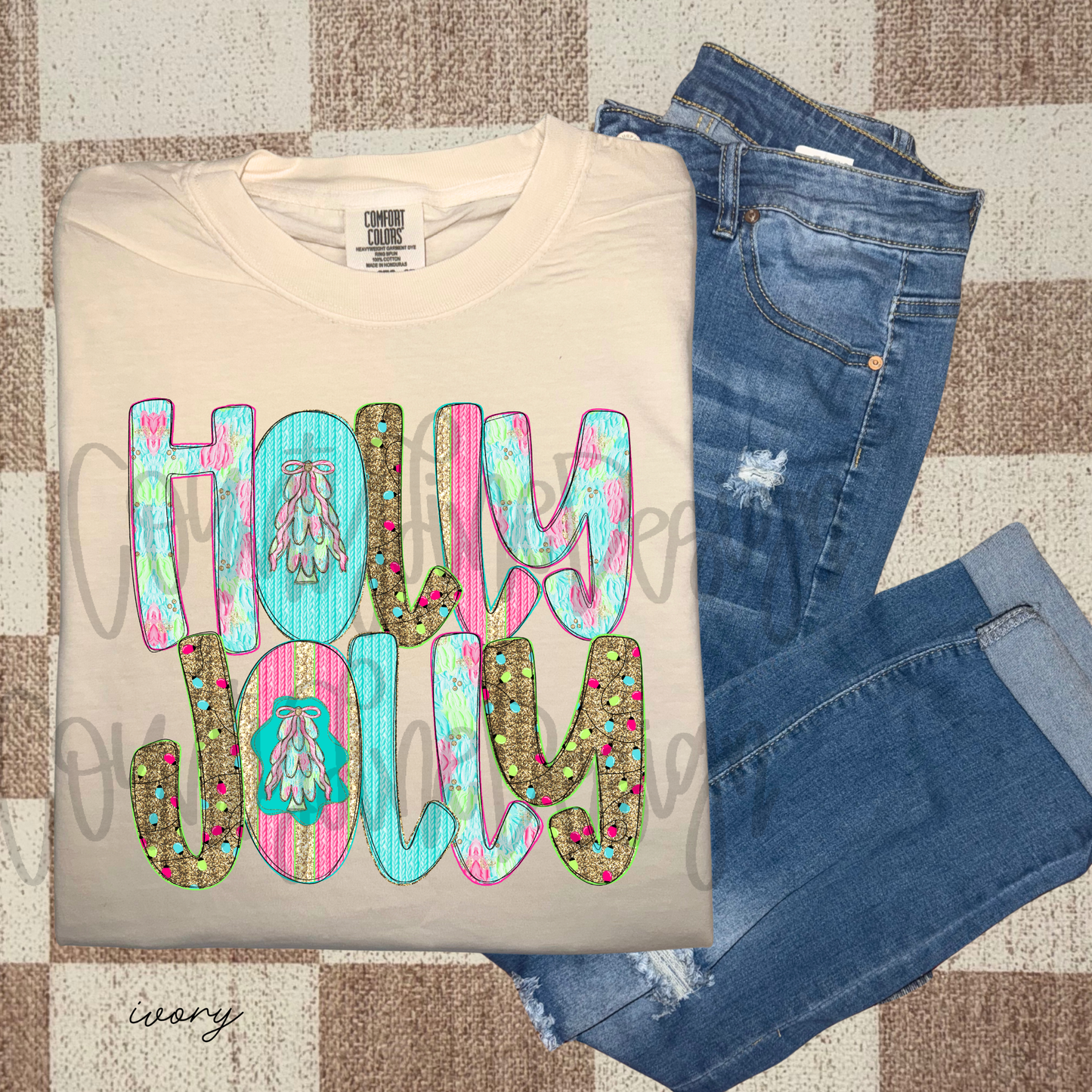 Holly Jolly Preppy Lights PNG
