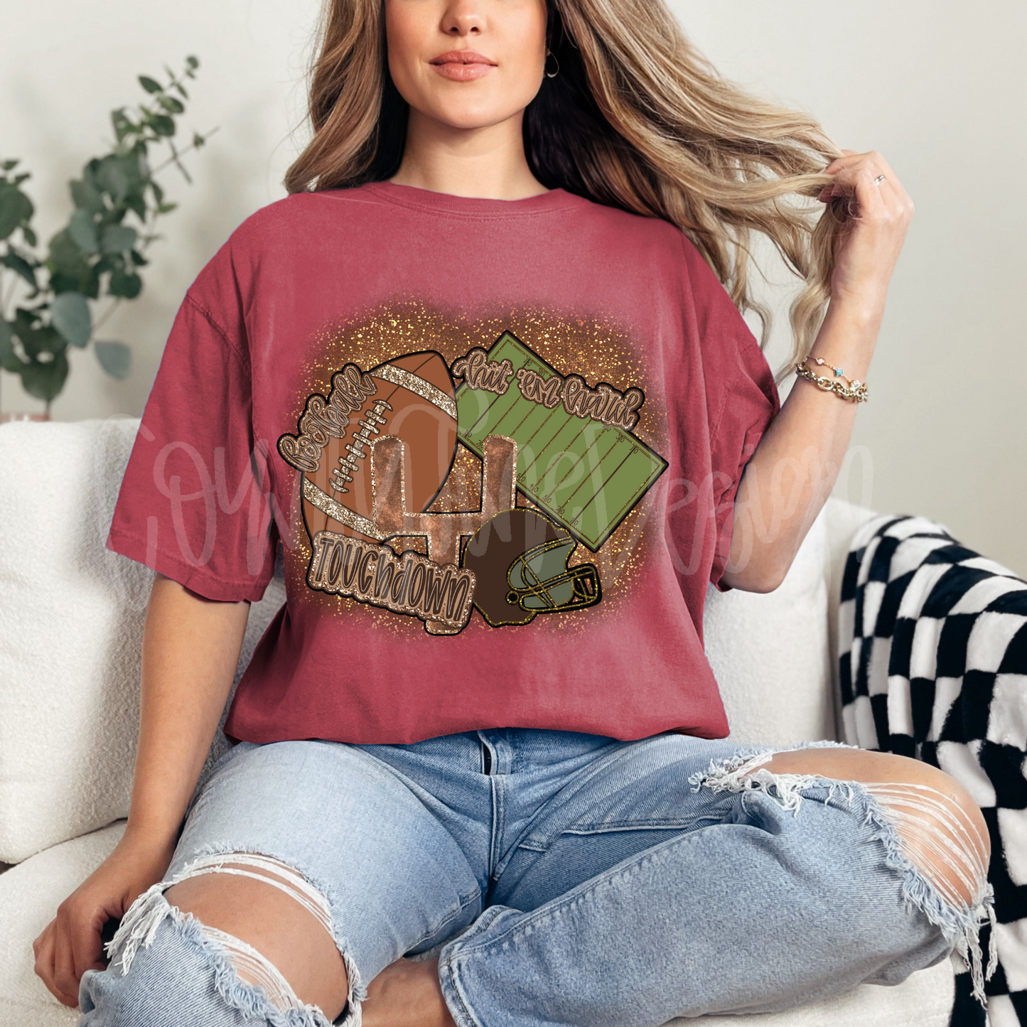 Preppy Football Fall Glitter PNG