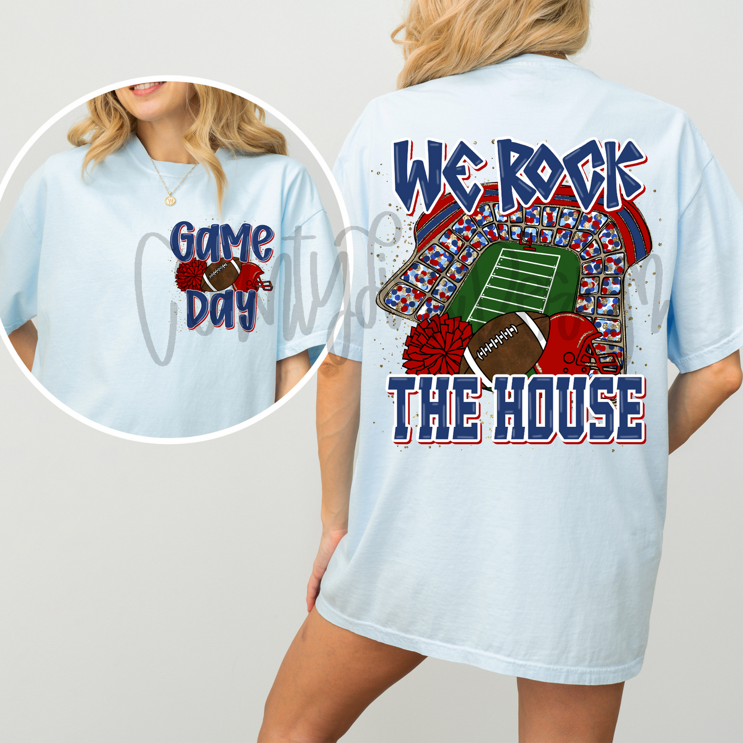 We Rock The House Football - Navy/Red PNG