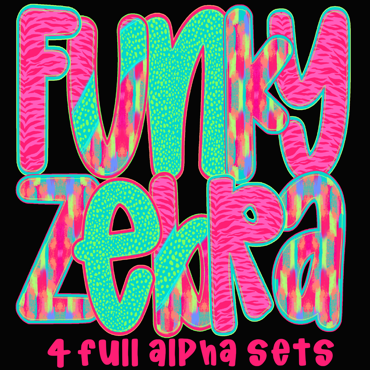 Funky Zebra ALPHA BUNDLE PNGs - 4 ALPHA SETS!