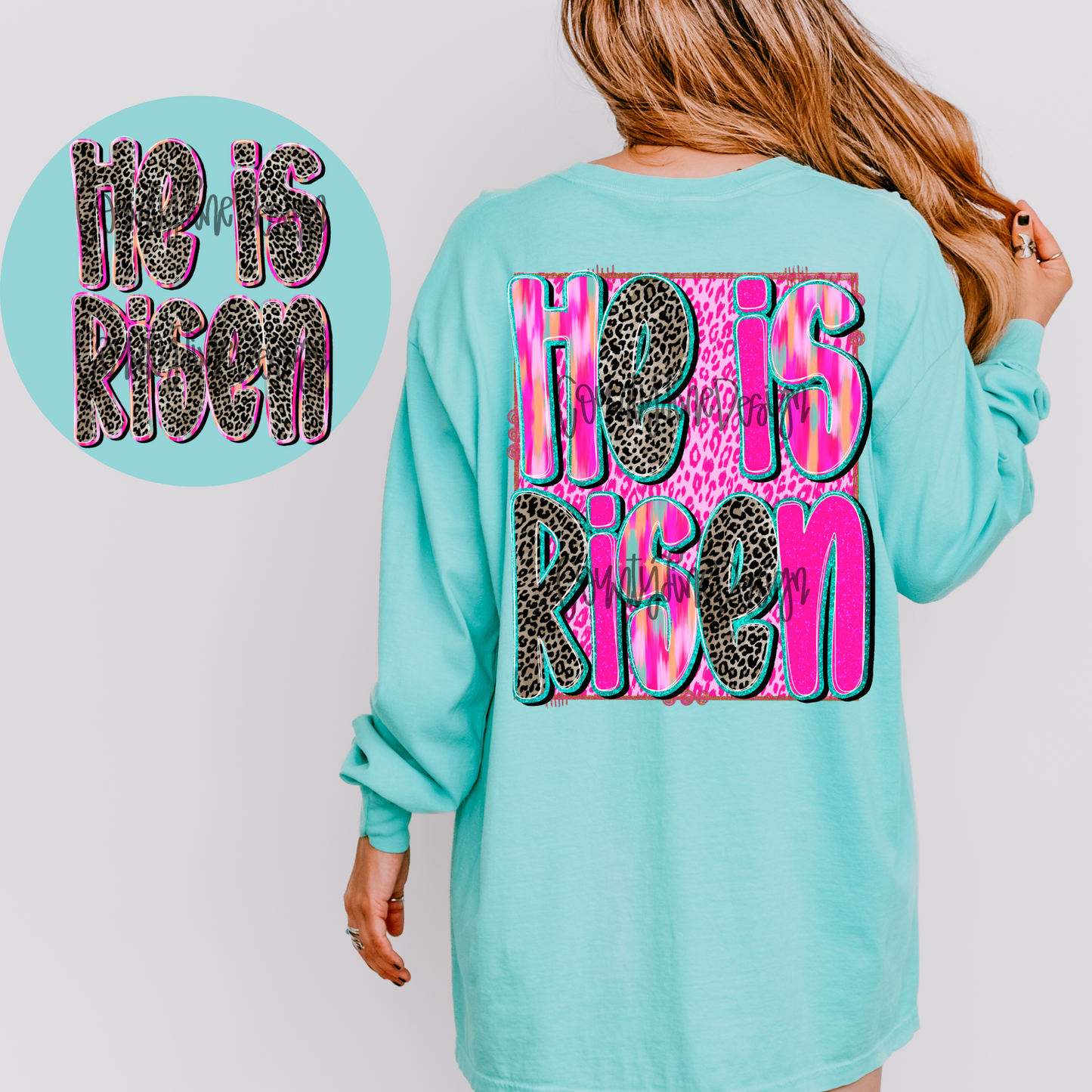 He is risen neon/leopard PNG - POCKET DESIGN INCLUDED