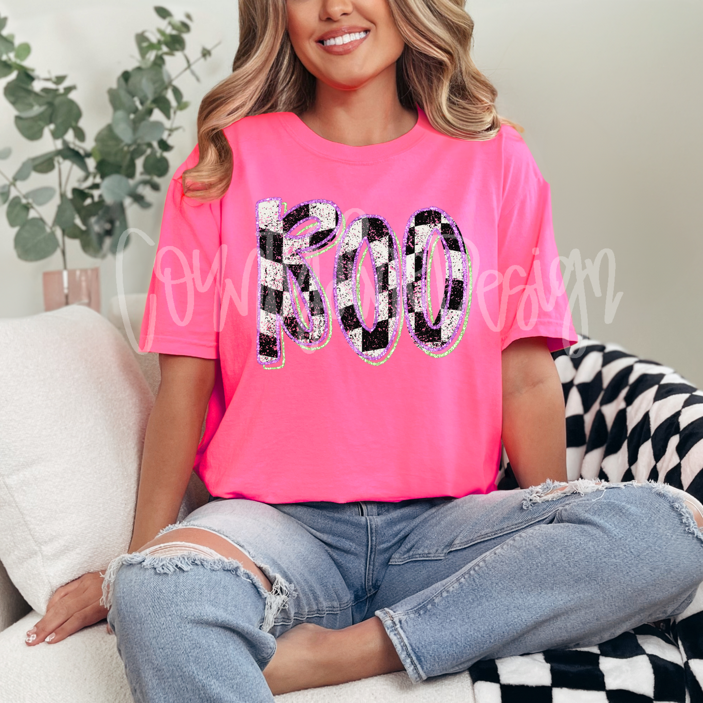 Boo Checker Distressed PNG