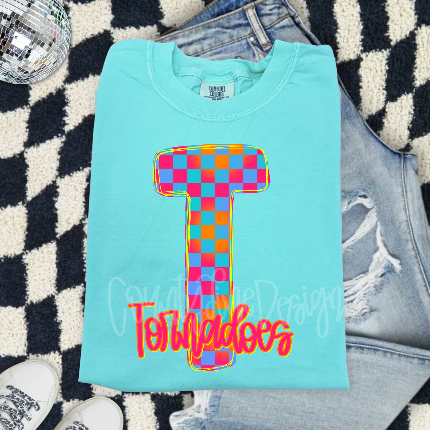 HAND LETTER MASCOT ADD ON - Neon Checker Alpha Set