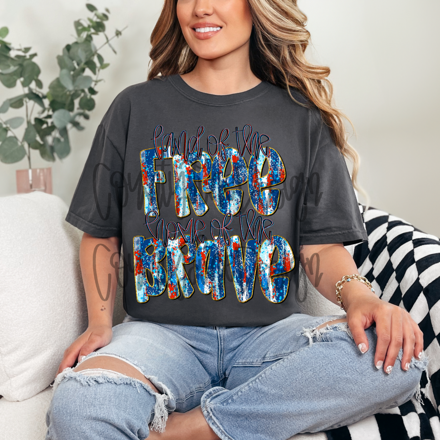 Land of the Free, Home of the Brave glitter PNG