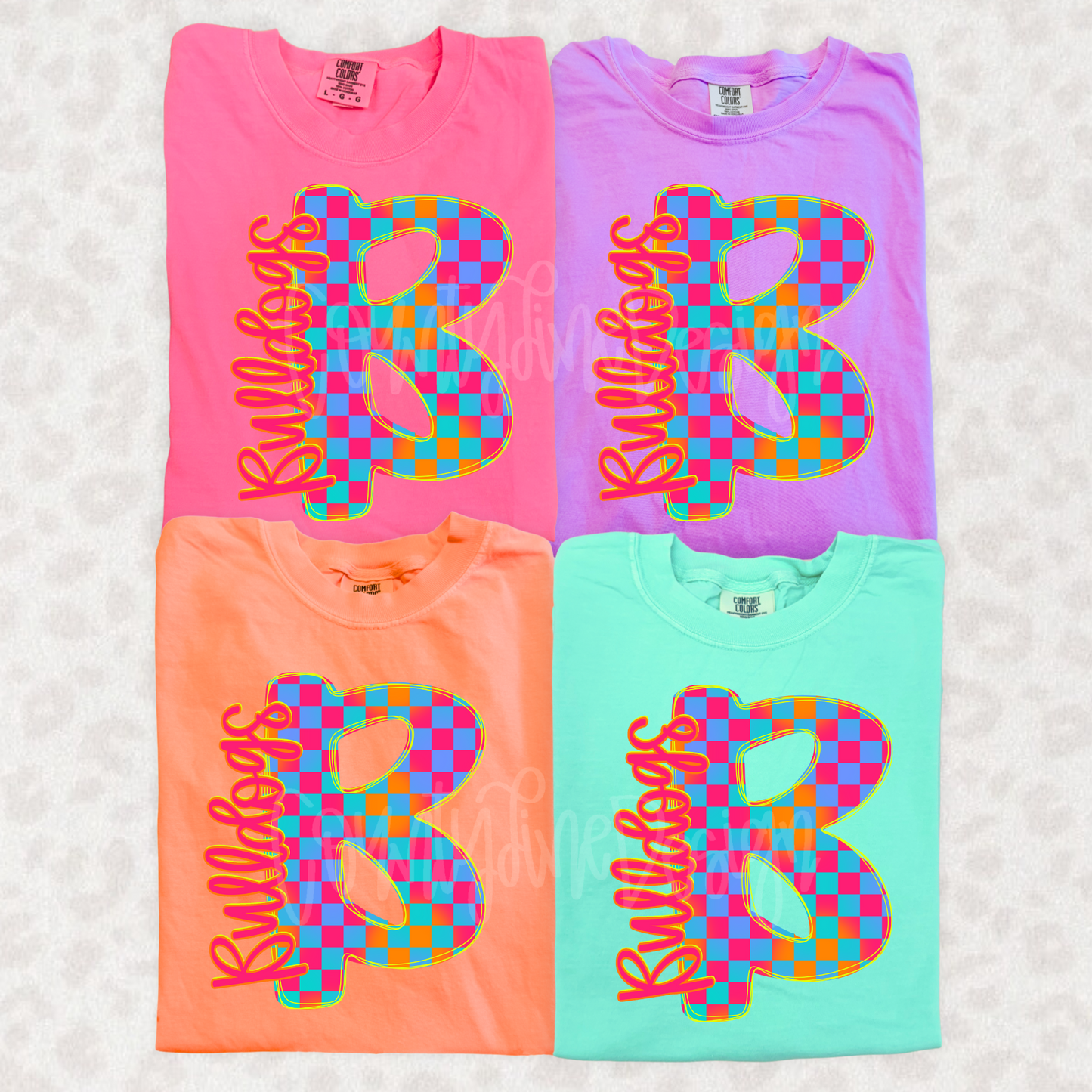 HAND LETTER MASCOT ADD ON - Neon Checker Alpha Set