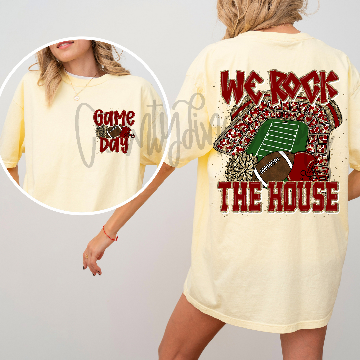 We Rock The House Football - Maroon/Gold PNG
