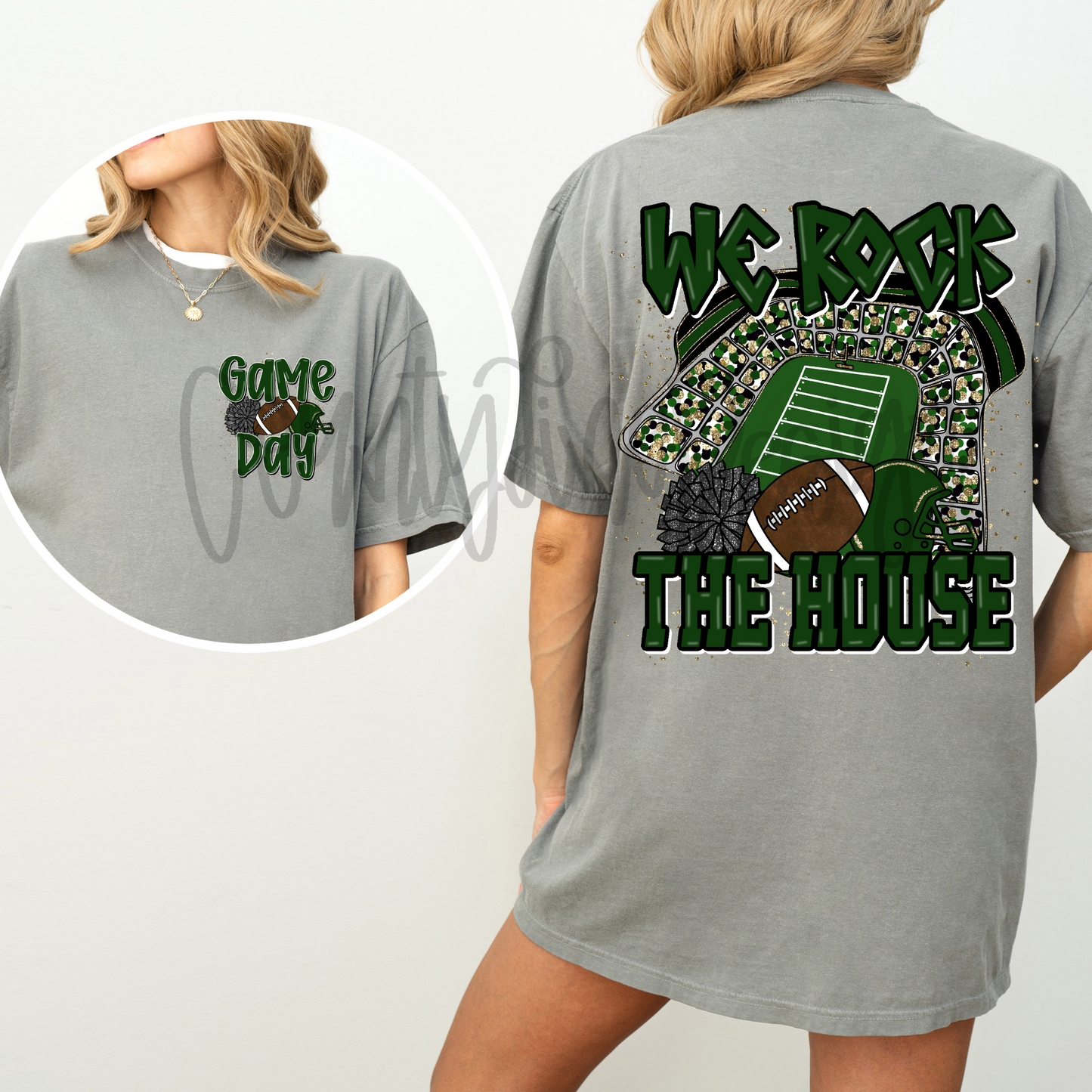 We Rock The House Football - Black/Dark Green PNG