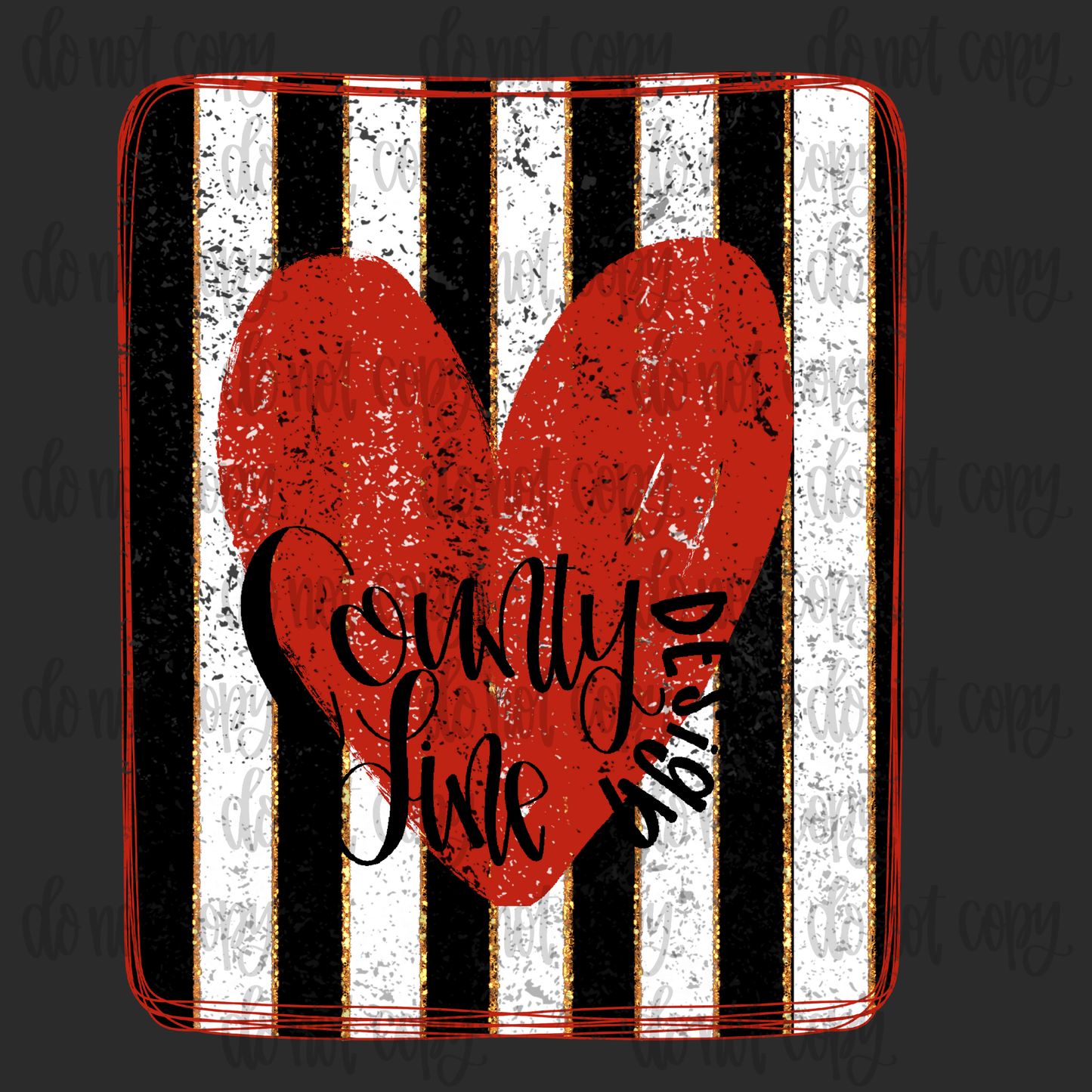 Red Distressed Heart Black/White Frame PNG