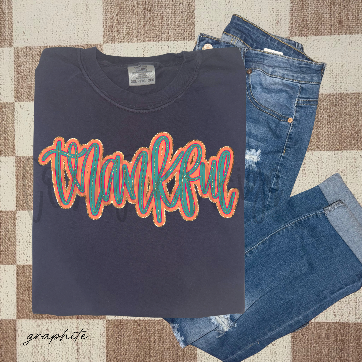 Thankful Teal Orange PNG