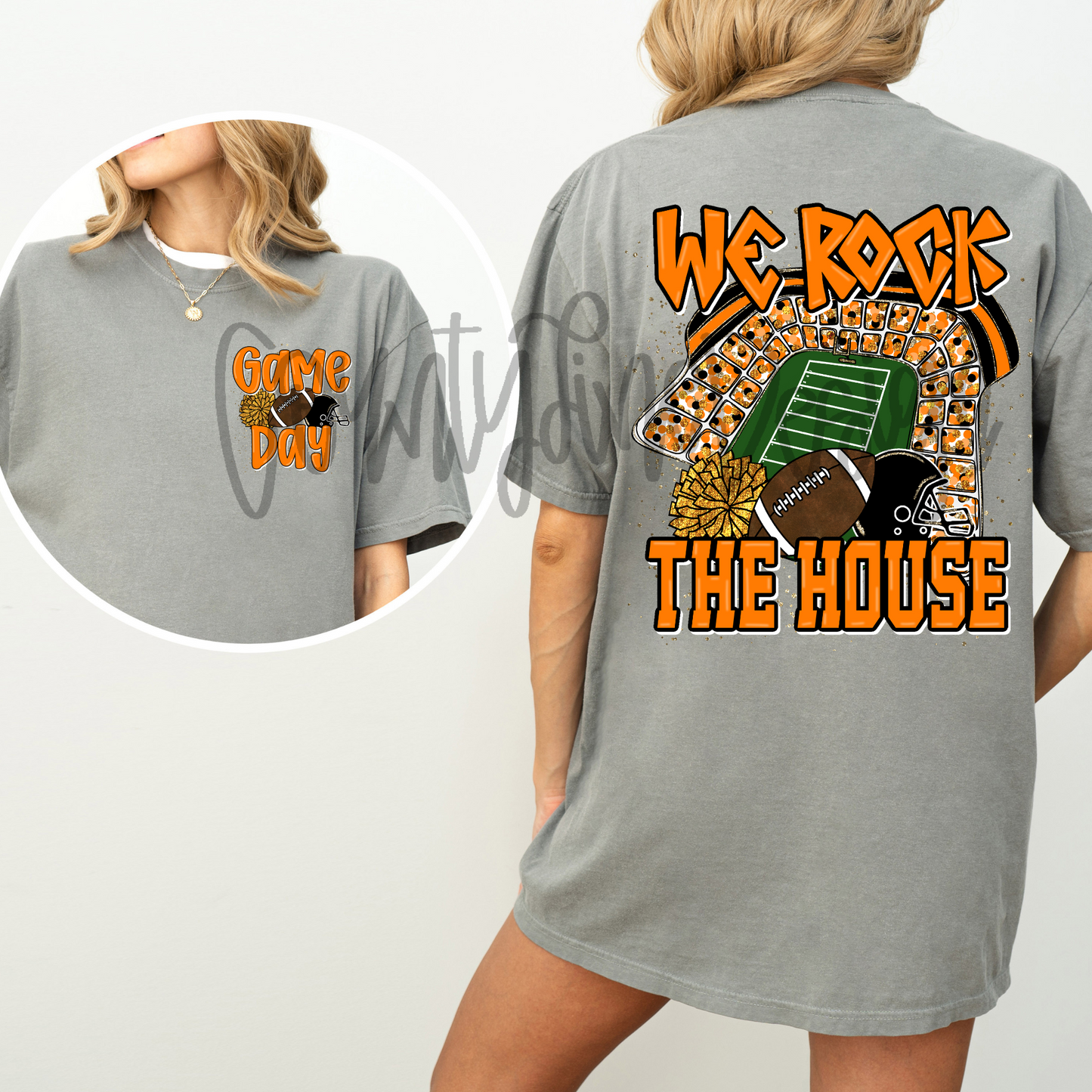 We Rock The House Football - Black/Orange PNG