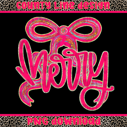 Merry bow Christmas Neon PNG