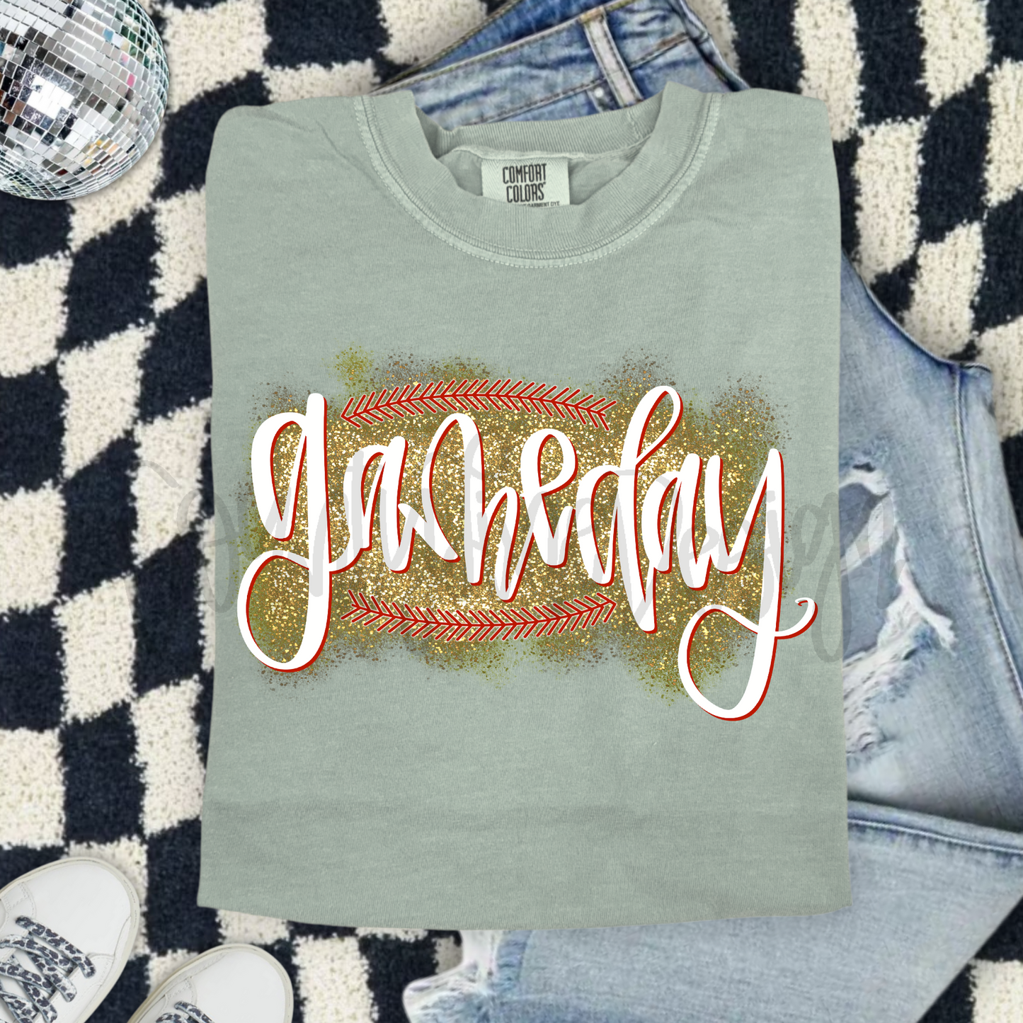 Baseball game day glitter PNG