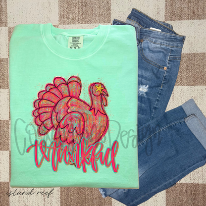 Thankful Neon Turkey PNG