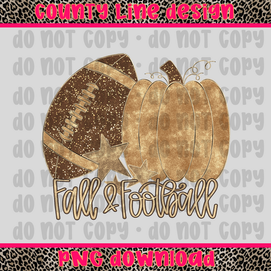 Fall and Football gold PNG