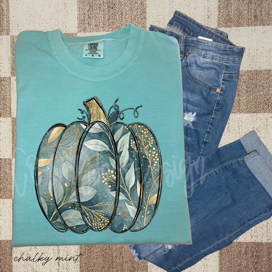 Dark Turquoise/Gold Pumpkin PNG