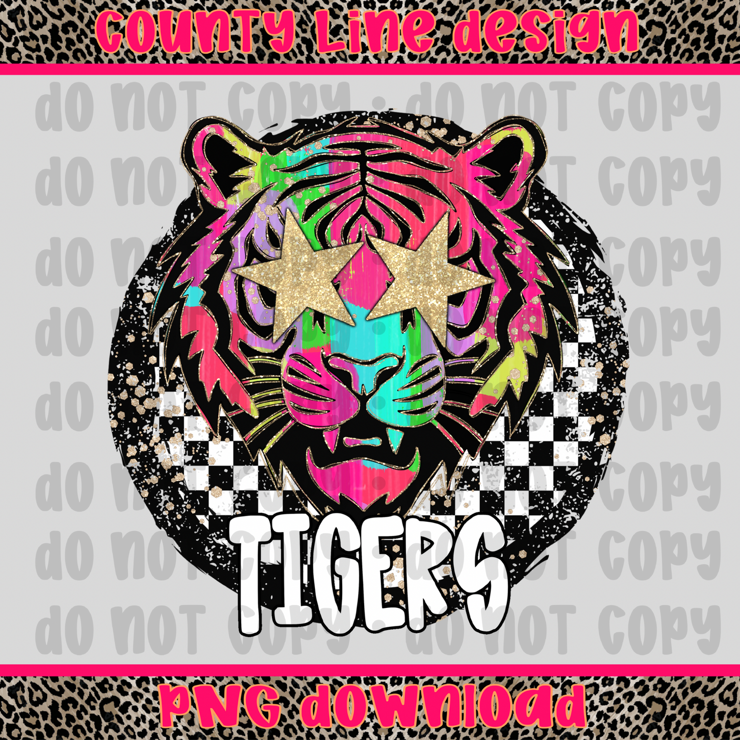 Tigers Neon Retro Mascot PNG
