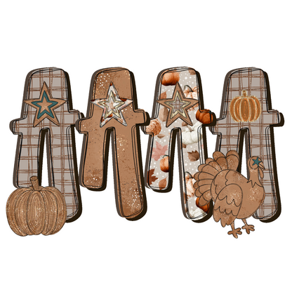 Traditional Thanksgiving Alpha Set PNGs - 3 ALPHA SETS! 6 elements!