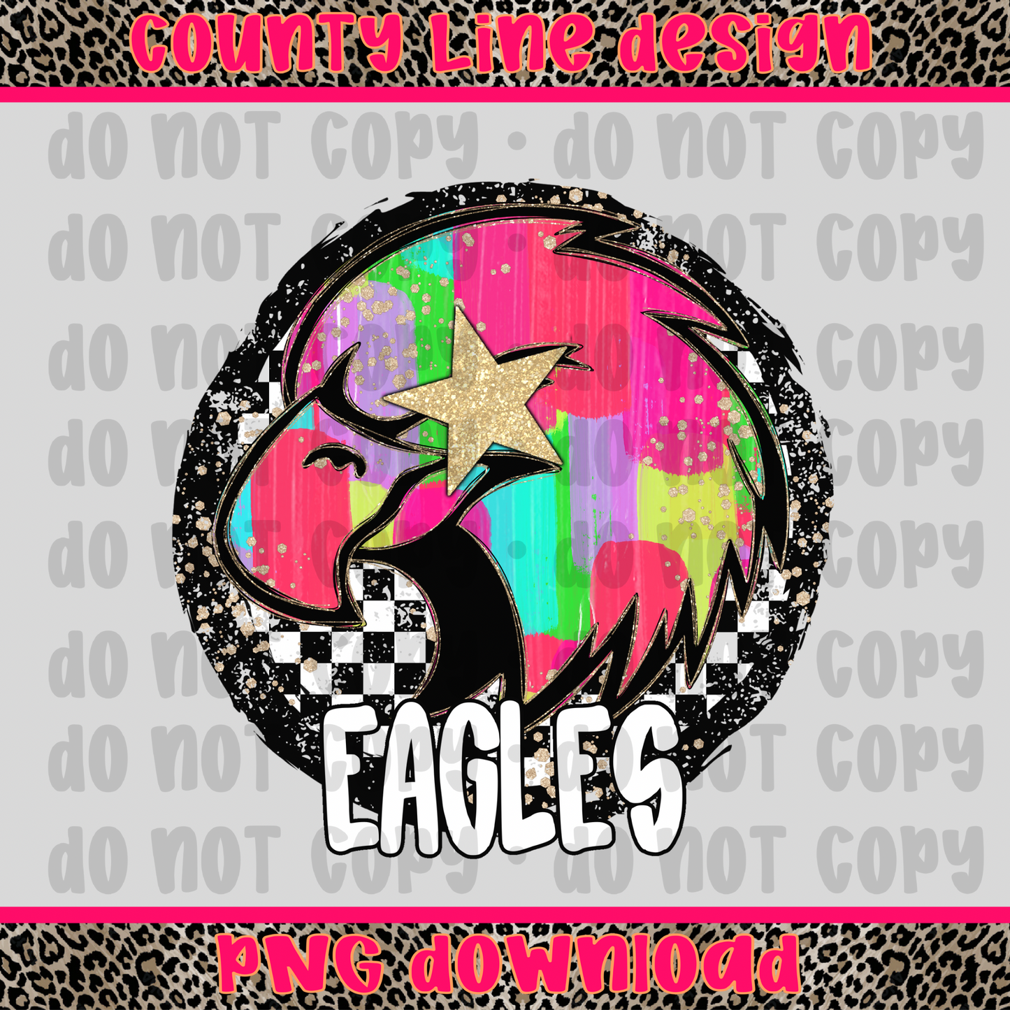 Eagles Neon Retro Mascot PNG
