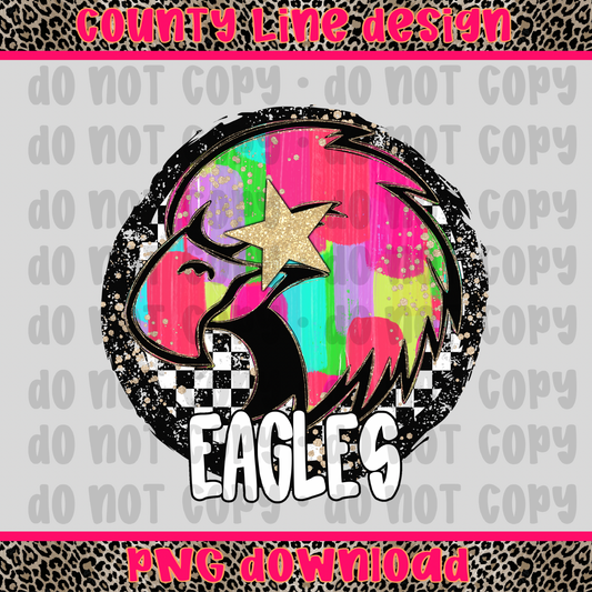 Eagles Neon Retro Mascot PNG