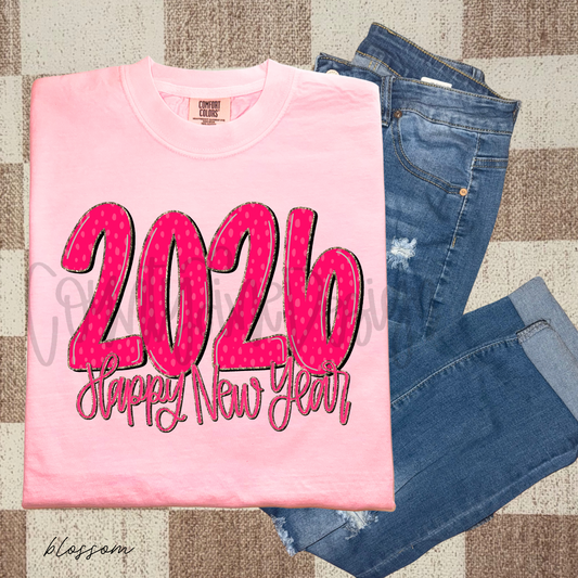 2026 New Year Neon Pink PNG