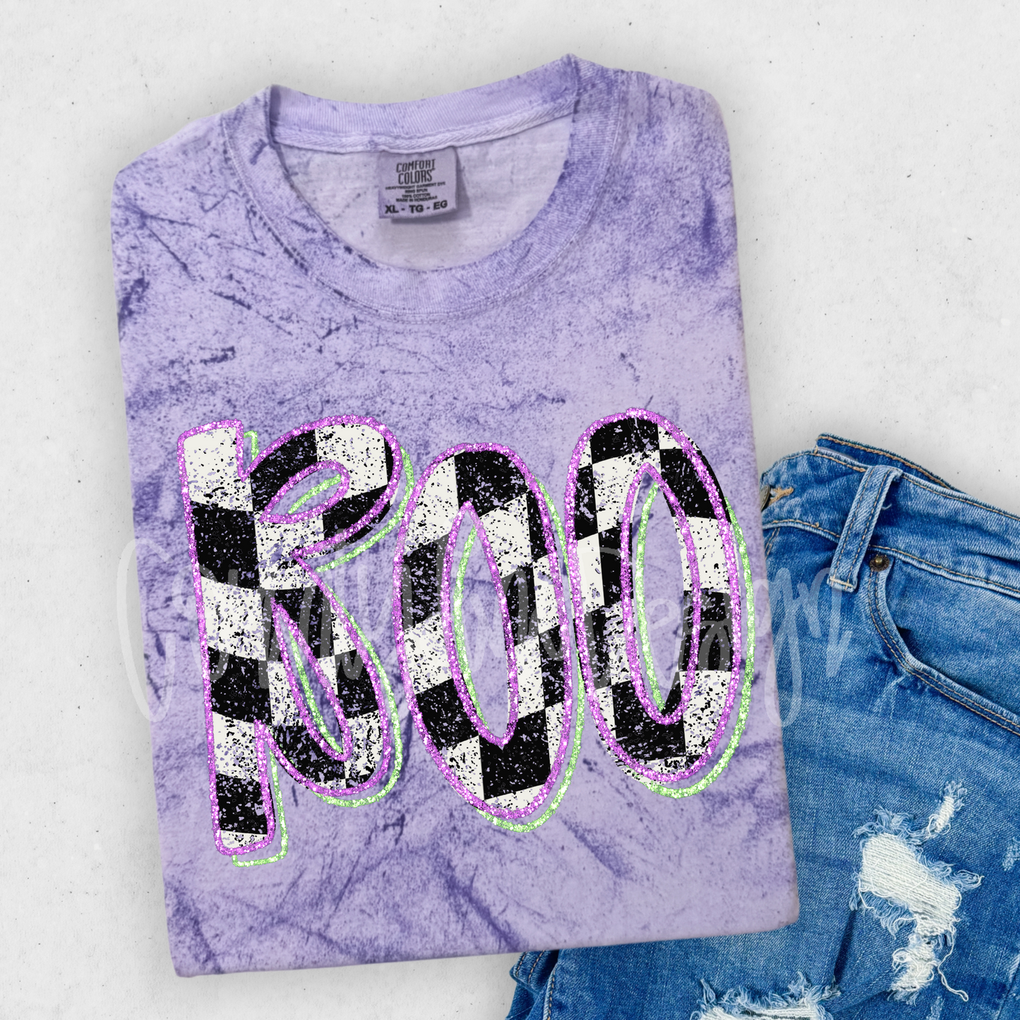 Boo Checker Distressed PNG
