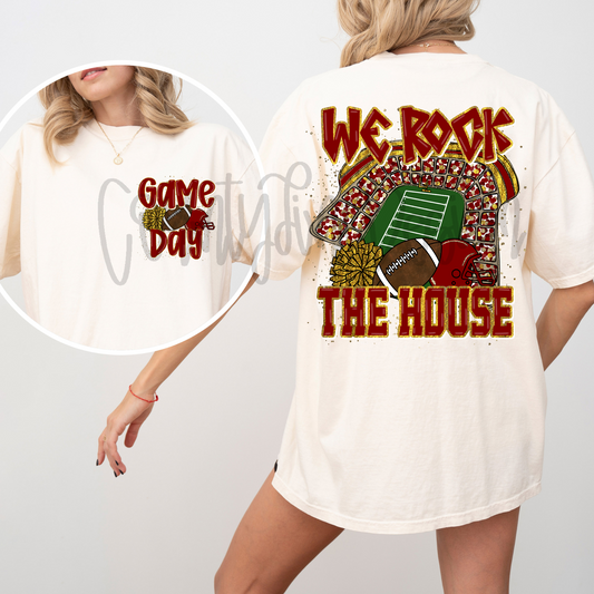 We Rock The House Football - Maroon/Yellow Gold PNG