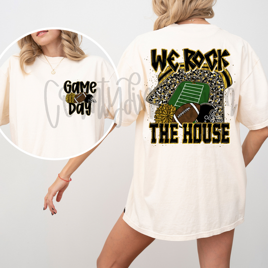 We Rock The House Football - Black/Yellow Gold PNG