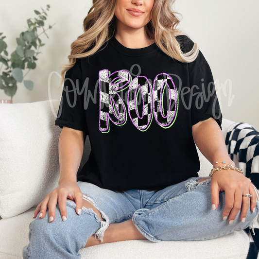 Boo Checker Distressed PNG