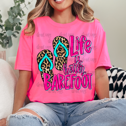 Life is better barefoot leopard png