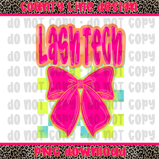 Lash Tech Neon Bow PNG