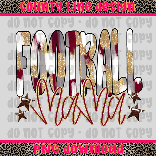 Football mama stars maroon/white PNG
