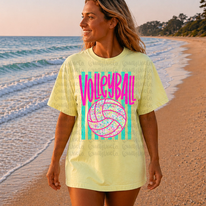 7/7 Volleyball Neon Stripe PNG