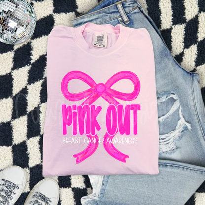 Pink Out Breast Cancer Awareness Bow PNG
