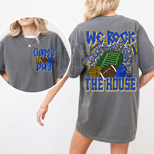 We Rock The House Football - Royal/Yellow PNG