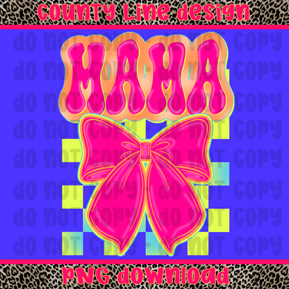 Mama Neon Bow PNG