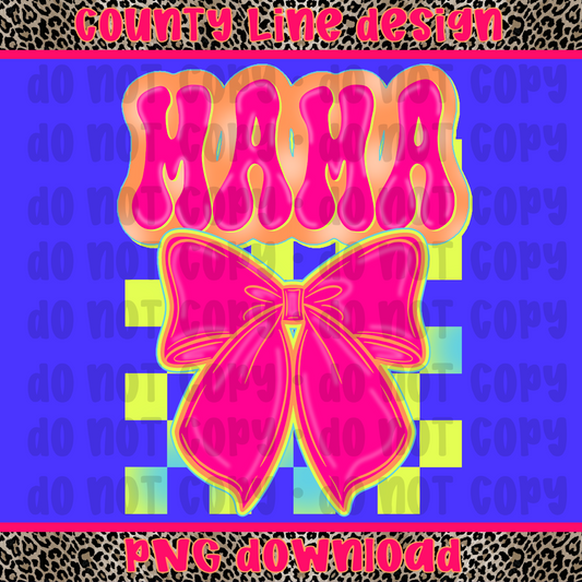 Mama Neon Bow PNG