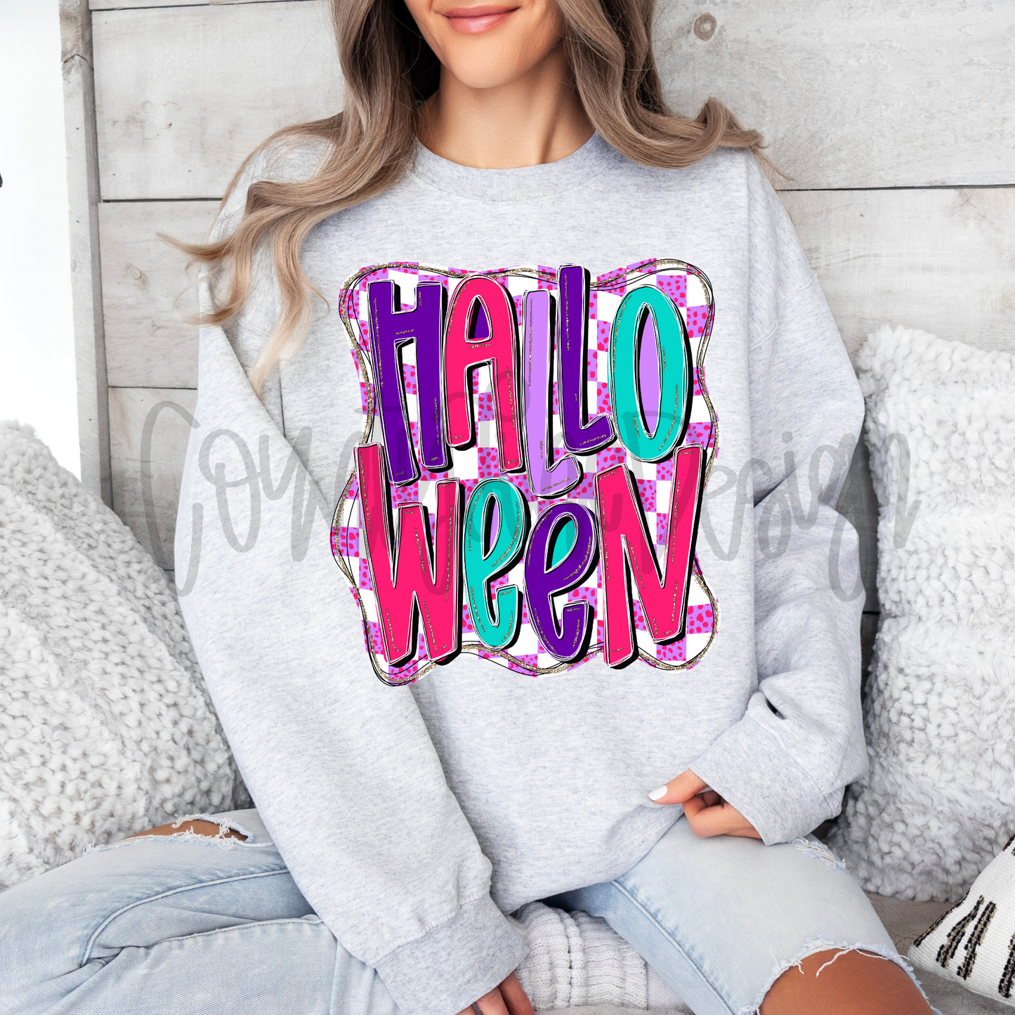 Halloween Pink Checker PNG