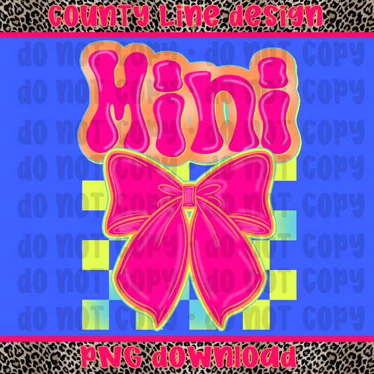 Mini Neon Bow PNG