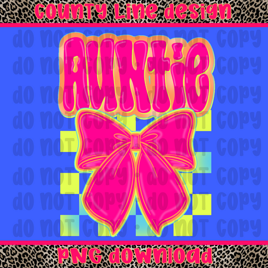Auntie Neon Bow PNG