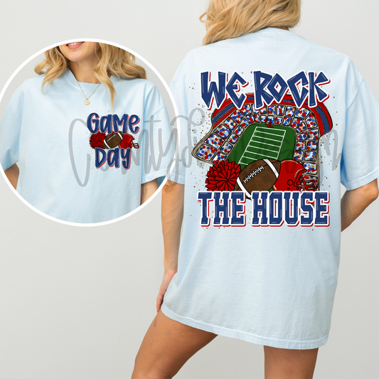 We Rock The House Football - Navy/Red PNG