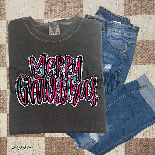 Merry Christmas Neon Dalmatian PNG