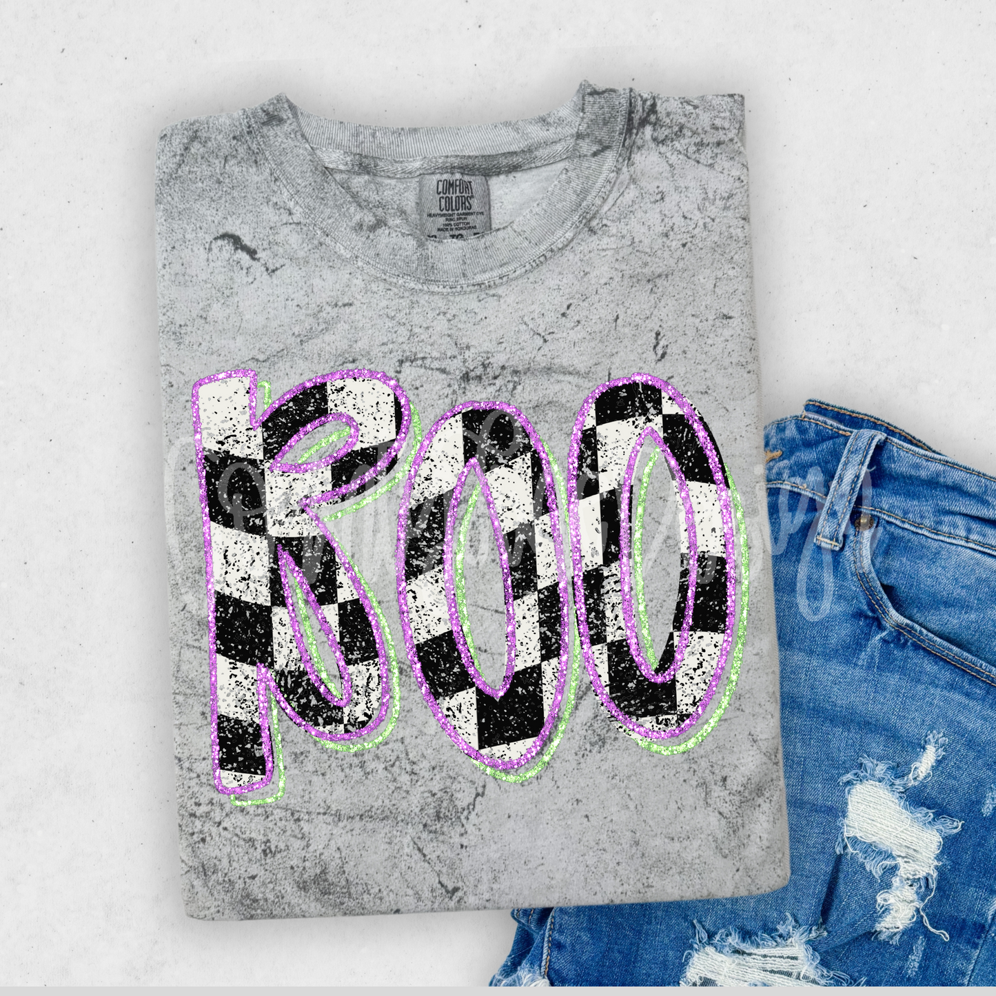 Boo Checker Distressed PNG