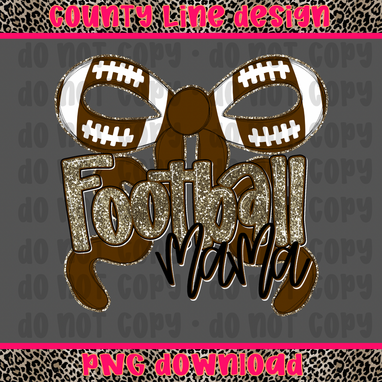 Football Mama bow PNG