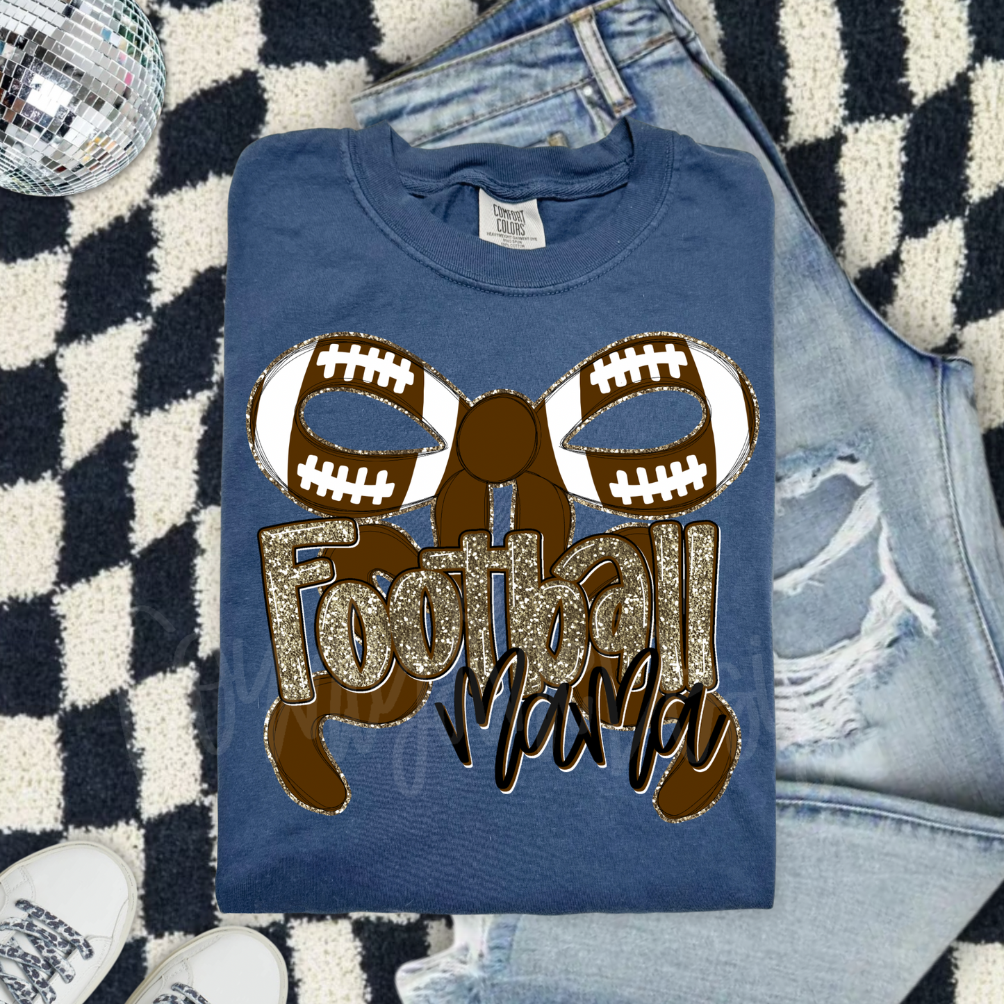 Football Mama bow PNG