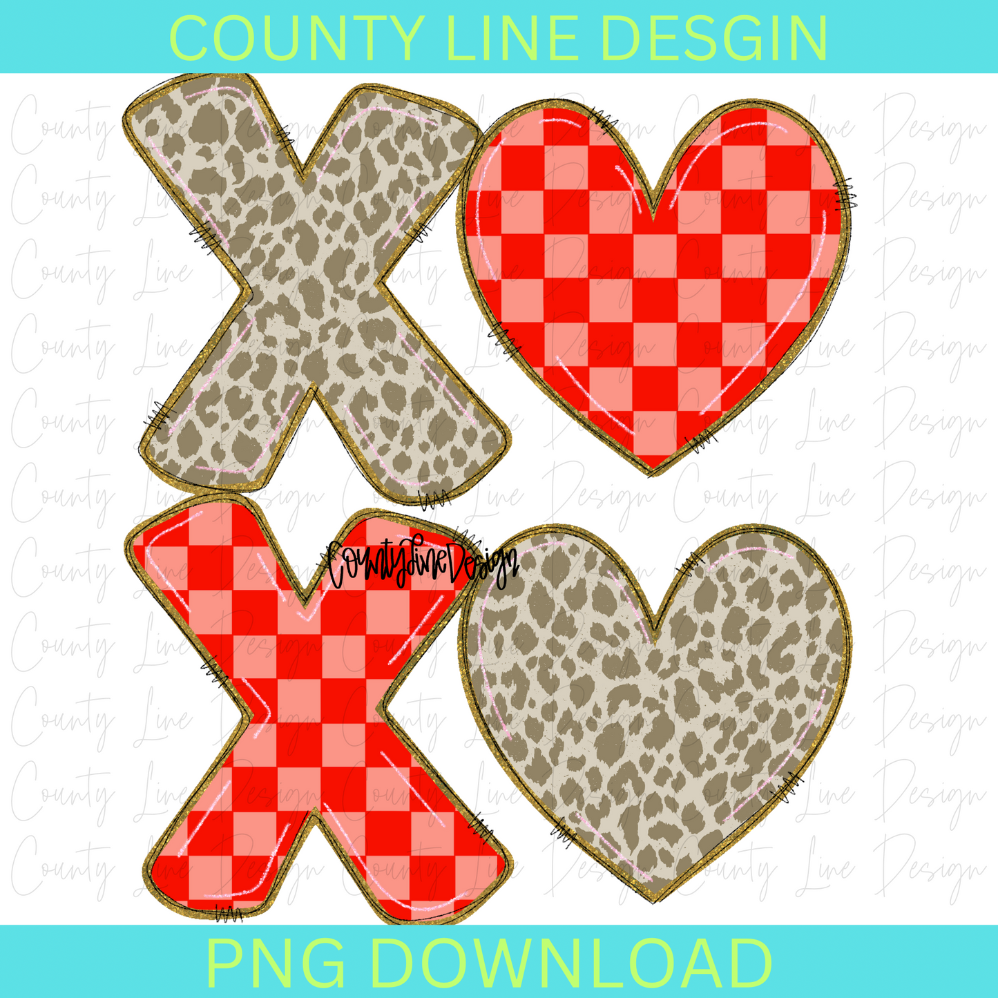 XOXO Red/Leopard PNG
