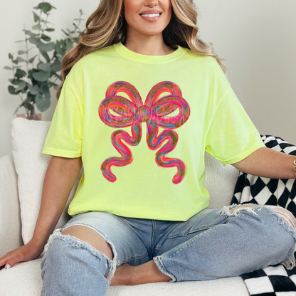 Neon brushstroke bow PNG