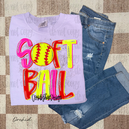 Softball Red/Yellow PNG