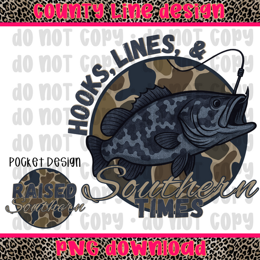 Hooks Lines and Southern Times PNG