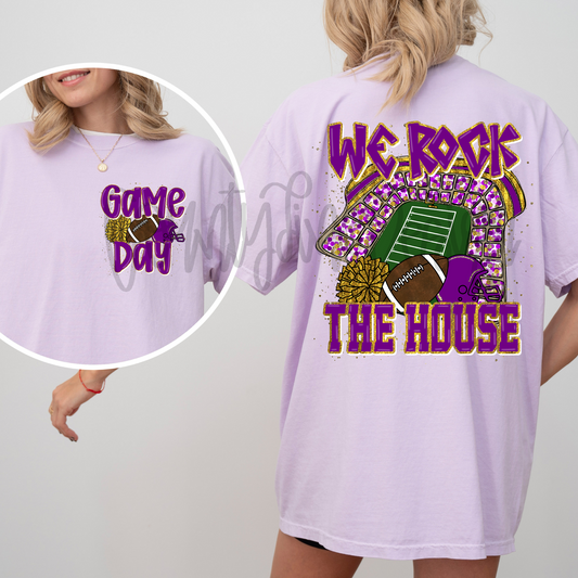 We Rock The House Football - Purple/Yellow Gold PNG