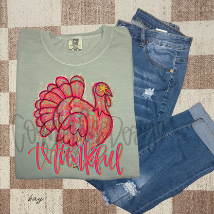 Thankful Neon Turkey PNG